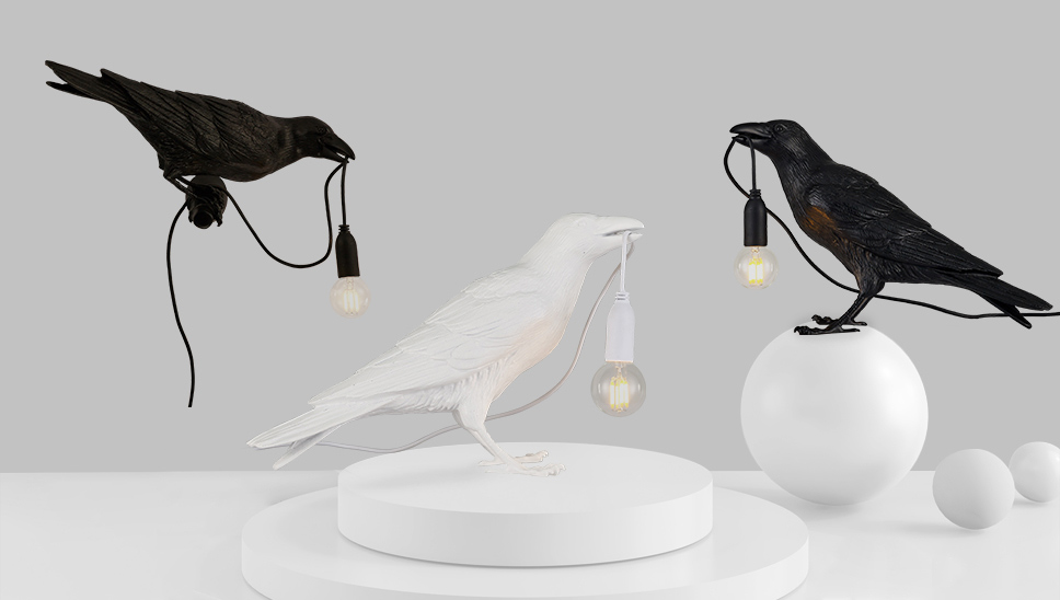 Kreative Raven Scypture LED Bird Lamper